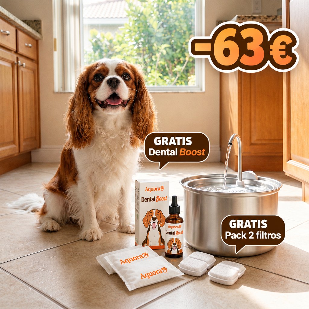 Fuente de Agua para Perros Aquora + Dental Boost — Pack de Salud