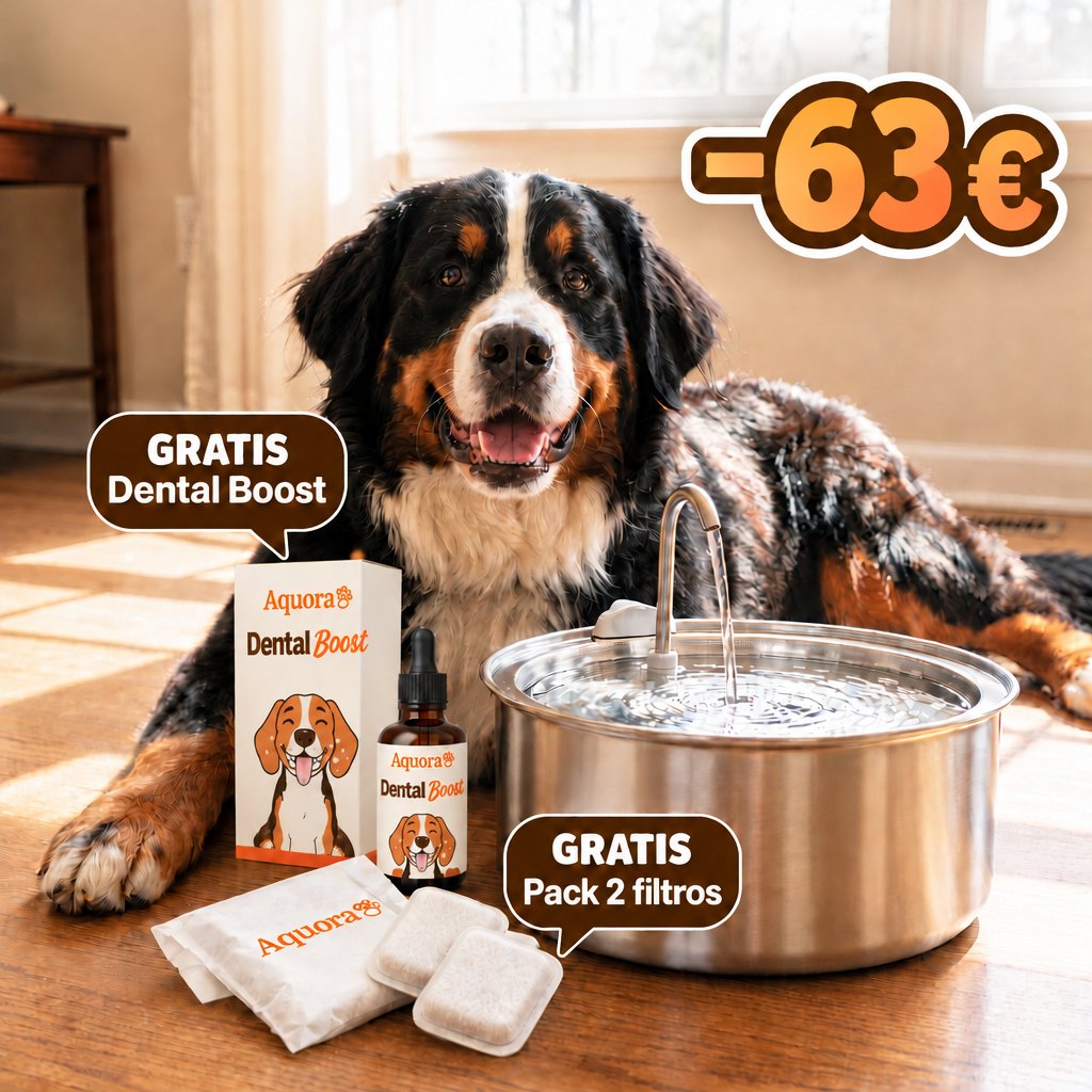 Fuente de Agua para Perros Aquora + Dental Boost — Pack de Salud